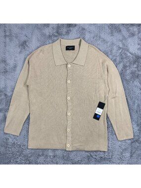 Culture Kings Saint Morta Button-Up Shirt Men M Beige Viscose Knitted Streetwear